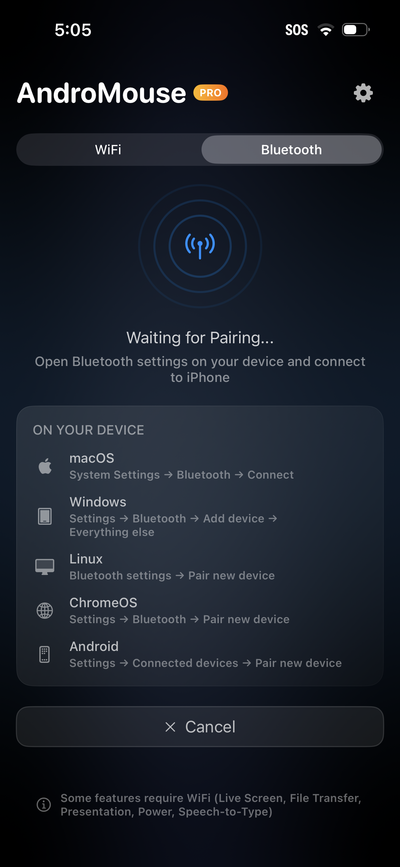 Bluetooth connection interface